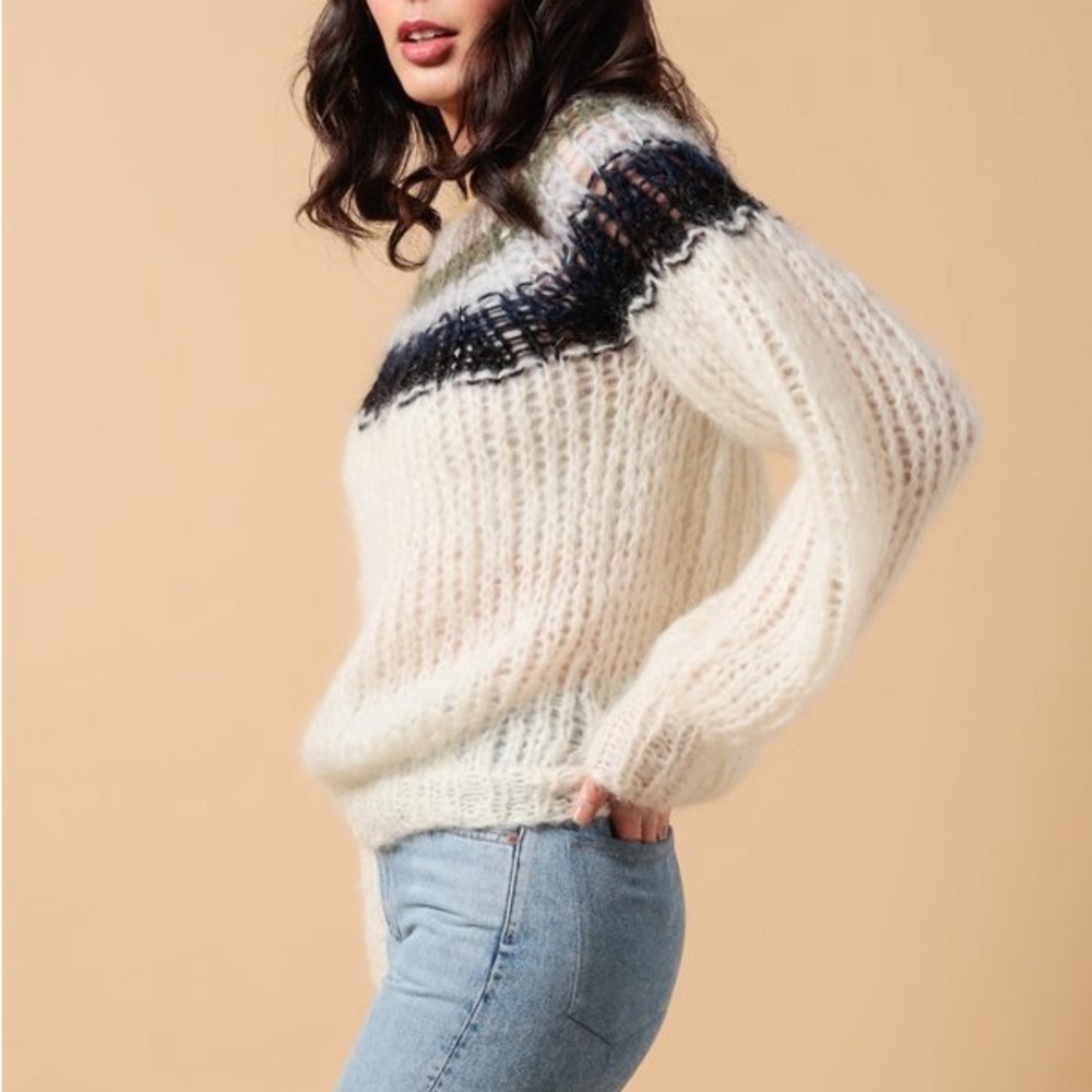 Maiami gradient mohair knit pleated sweater woven Multicolor garmentory M cream - Picture 2 of 5